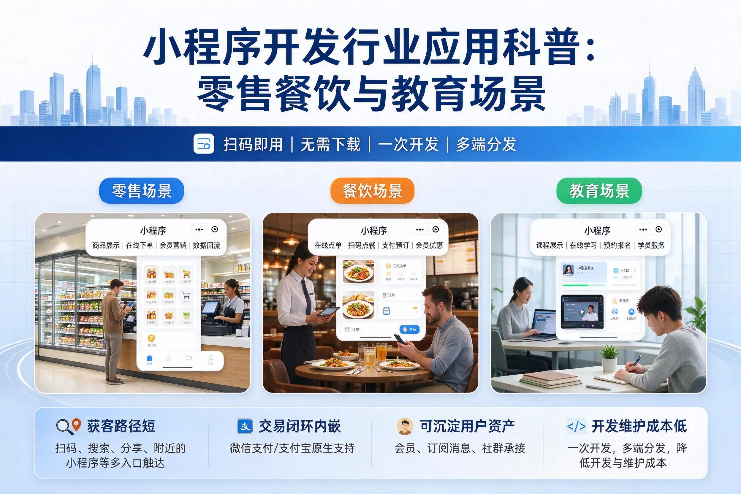 三沙小程序开发行业应用科普:零售餐饮与教育场景