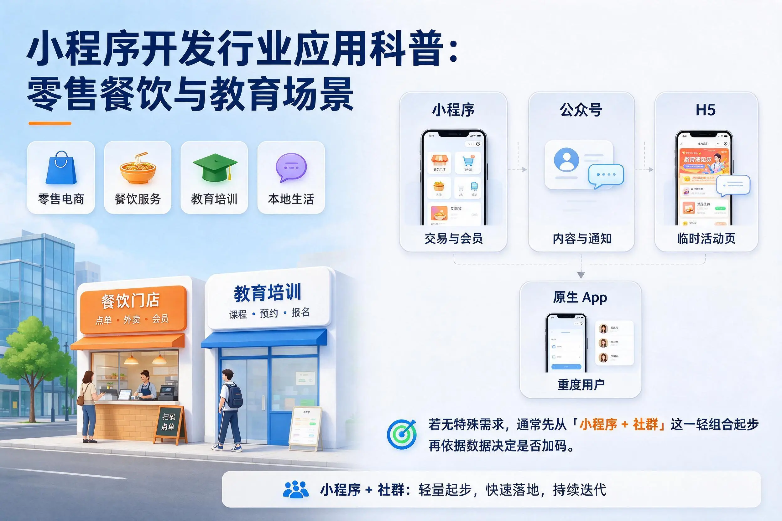 三沙小程序开发行业应用科普:零售餐饮与教育场景