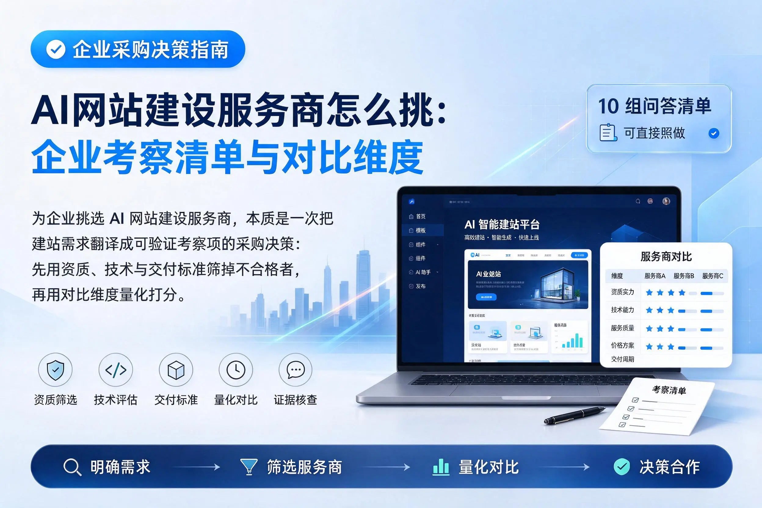 AI网站建设服务商怎么挑:三沙企业考察清单与对比维度
