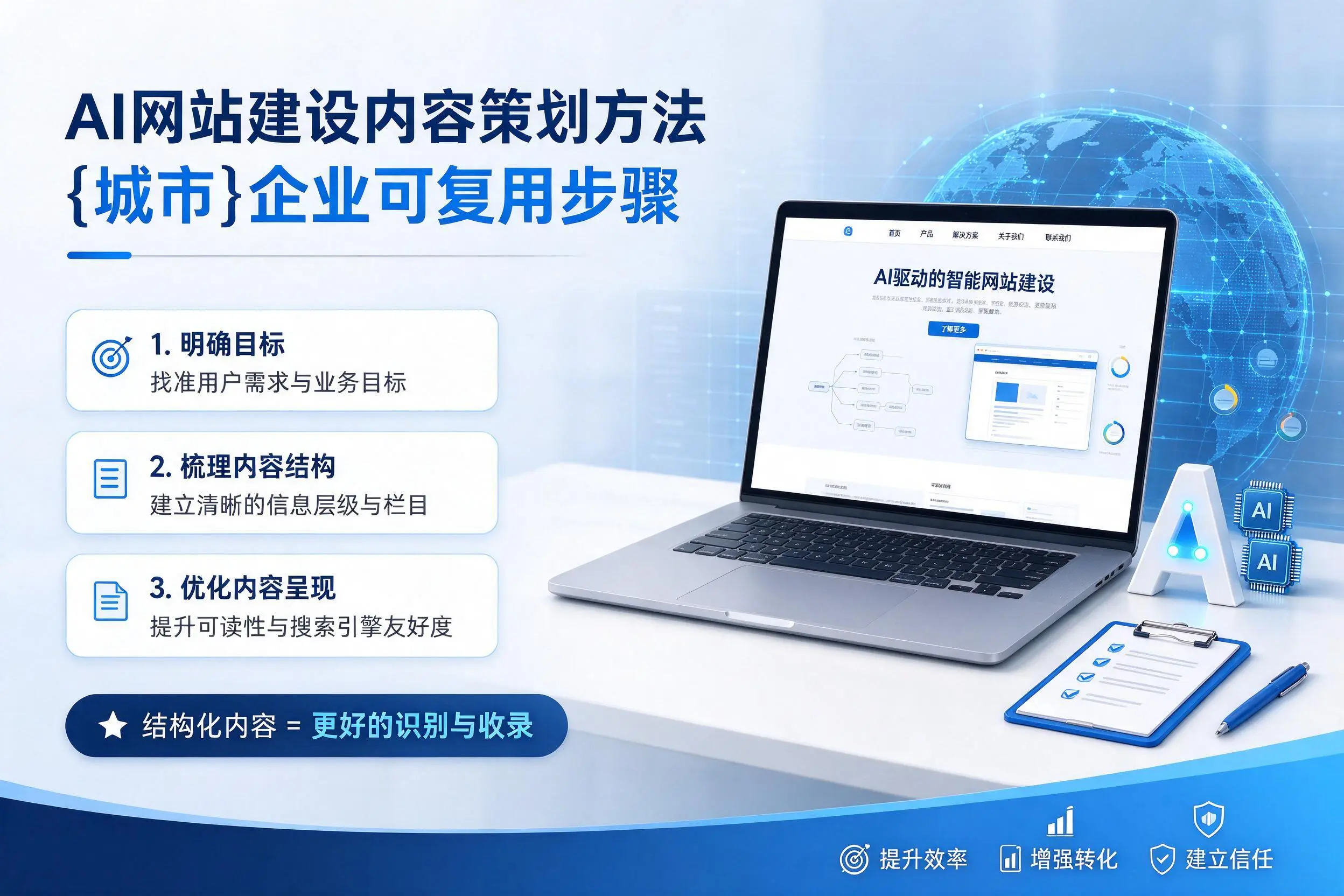 AI网站建设内容策划方法，三沙企业可复用步骤